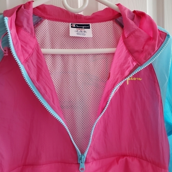 Champion Men's Colorblock Manorak 2.0 size Small in Blue Horizon/Reef Pink/White - Picture 13 of 16